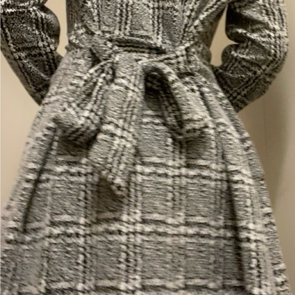 BLACK AND WHITE CHECKERED DRESS PEACOAT - Picture 3 of 6